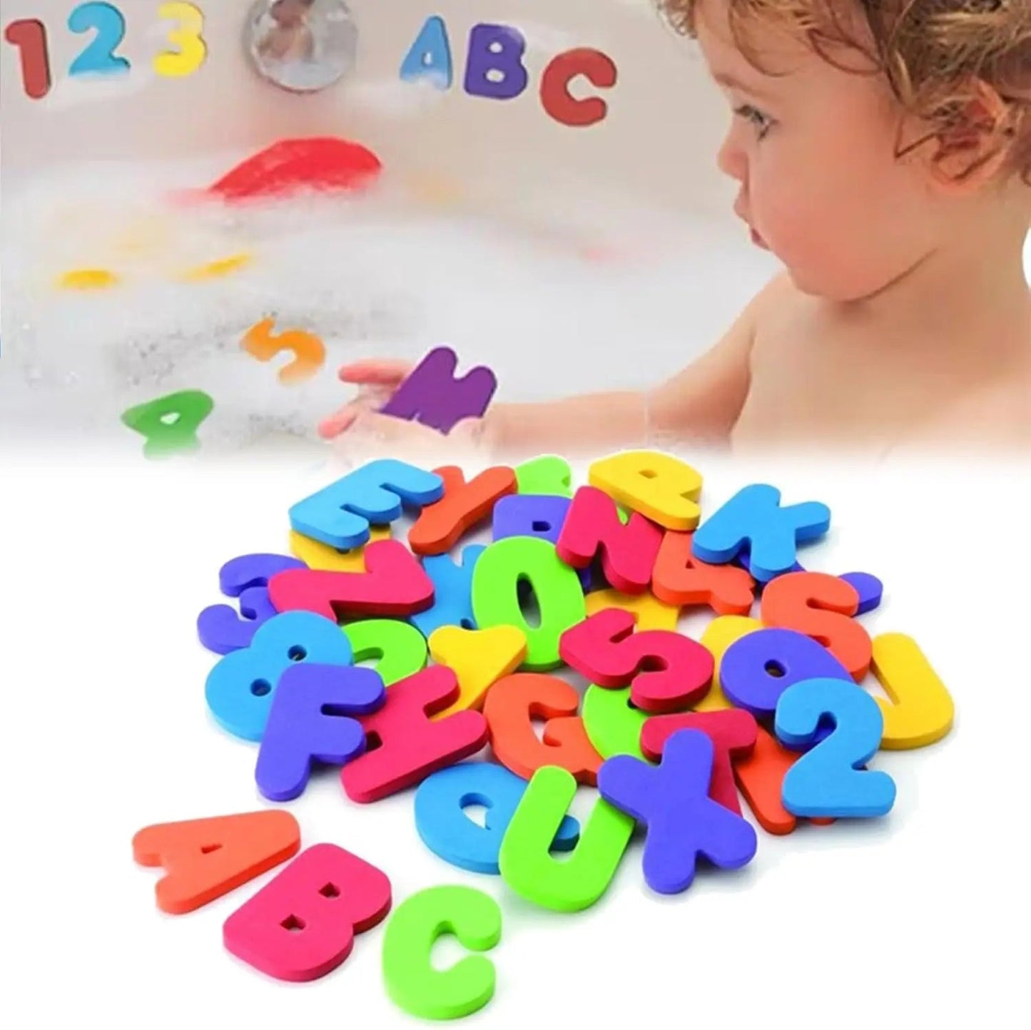 Ensemble de lettres et chiffres en EVA sur fond blanc