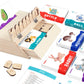 Cartes de questions et lettres en bois dispersées