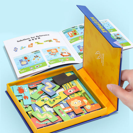 Ensemble de pièces de puzzle représentant diverses créatures marines