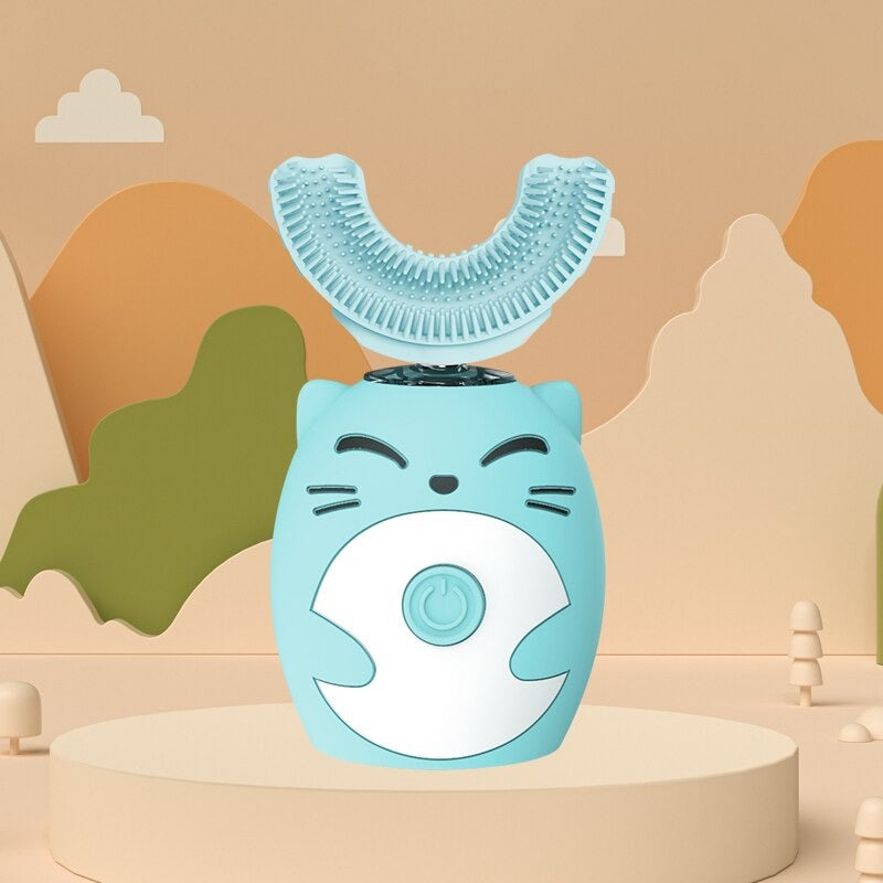Vue arrière de la brosse à dents enfant avec design coloré