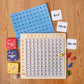 Vue d'ensemble du tableau mathématique avec accessoires éducatifs