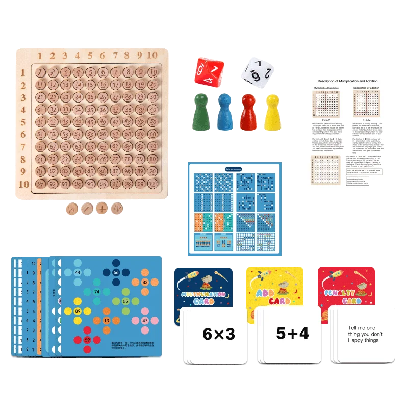 Vue rapprochée des cartes de multiplication sur le tableau éducatif