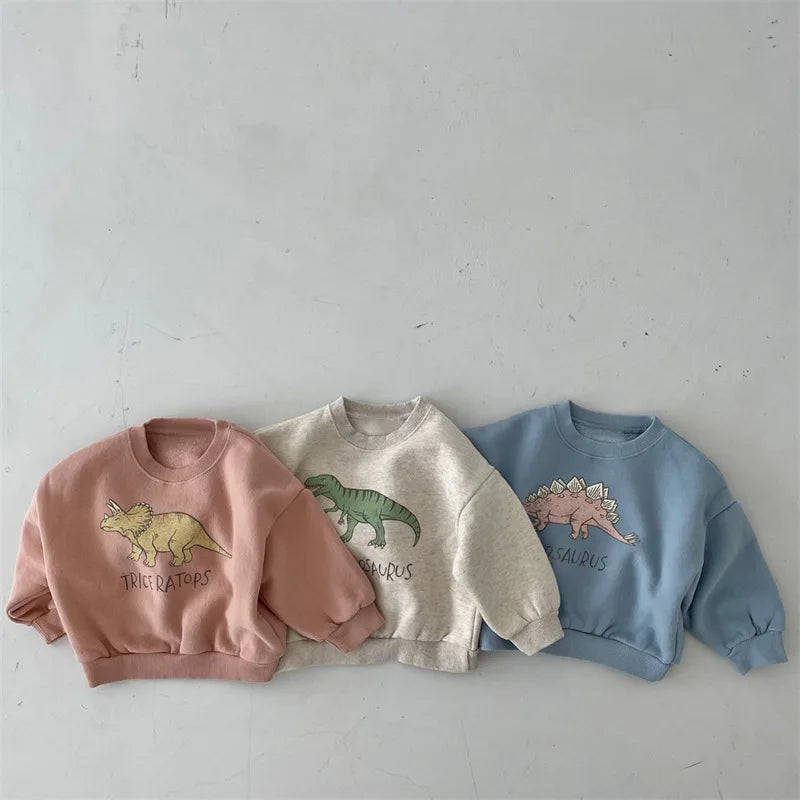 Sweat vert enfant avec imprimé dinosaure mignon en coton