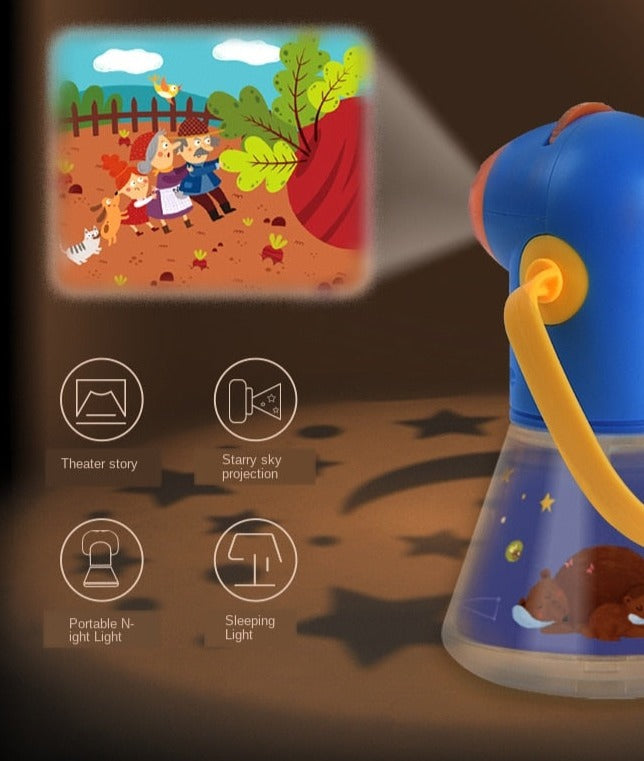 Lampe de poche projetant des images colorées sur un mur