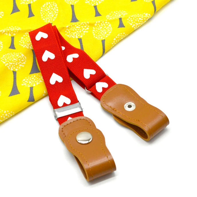 Vue de face de la ceinture enfant avec boucle dorée