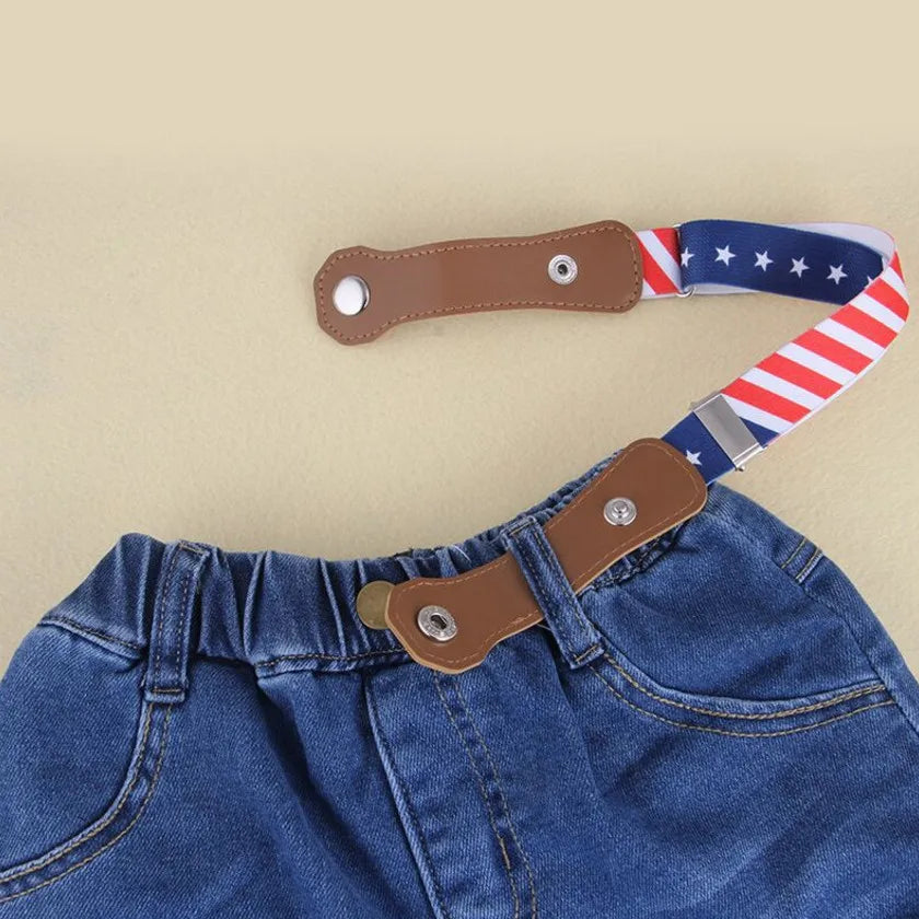 Vue latérale de la ceinture élastique enfant en rouge