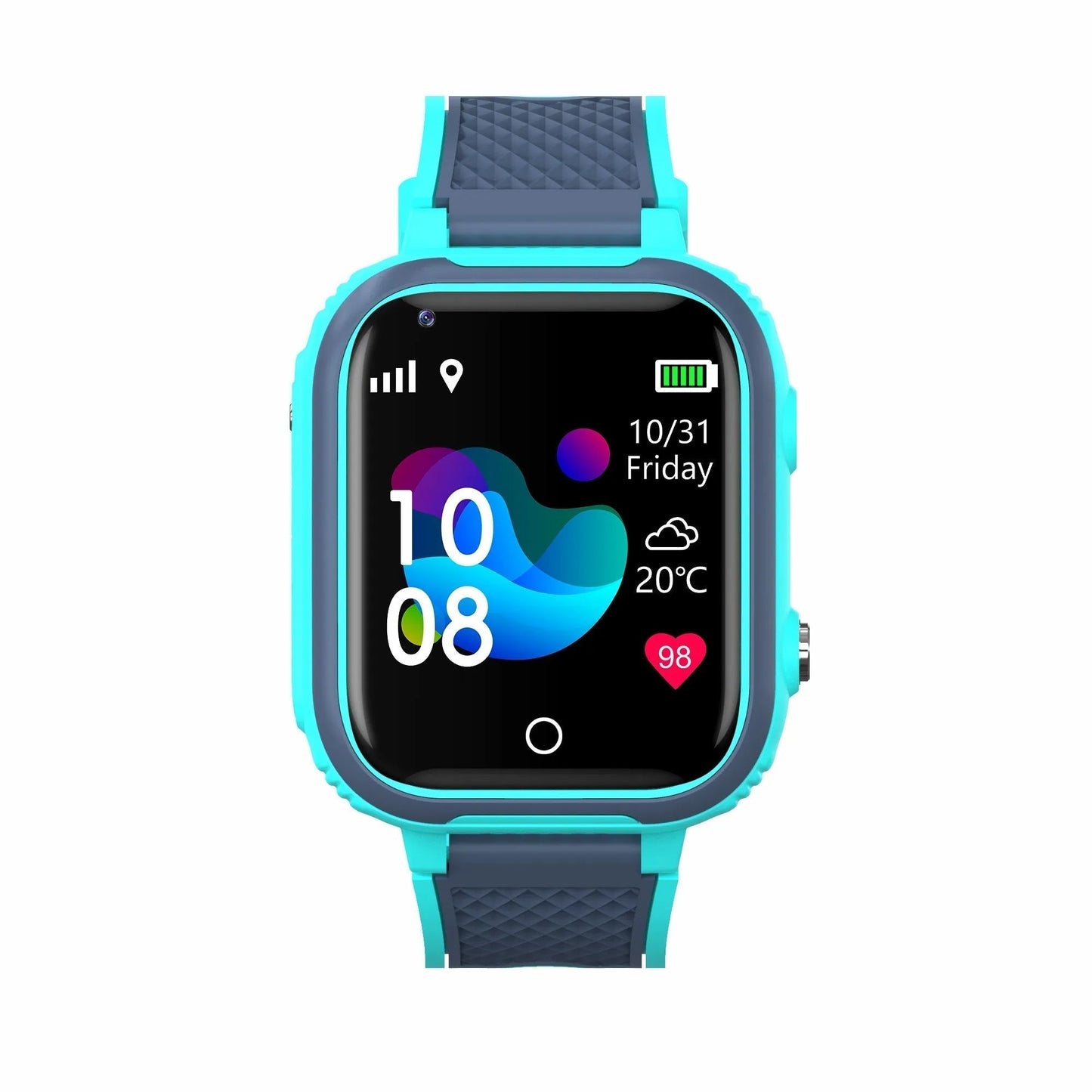 Vue latérale d'une montre enfant étanche avec bracelet coloré