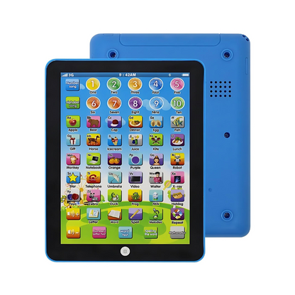 Enfant utilisant une tablette éducative avec jeux d'apprentissage