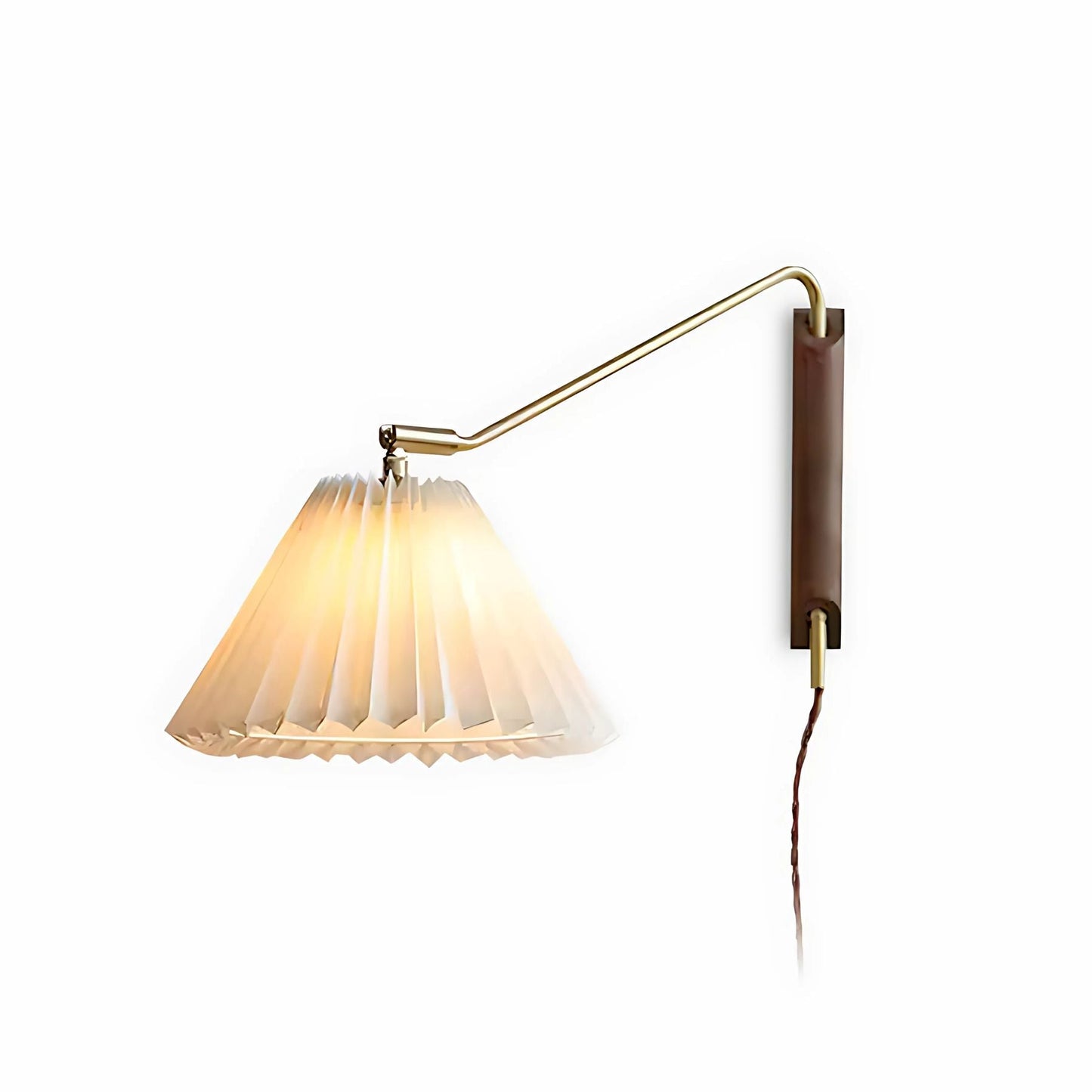 Applique murale en bois avec abat-jour en tissu blanc