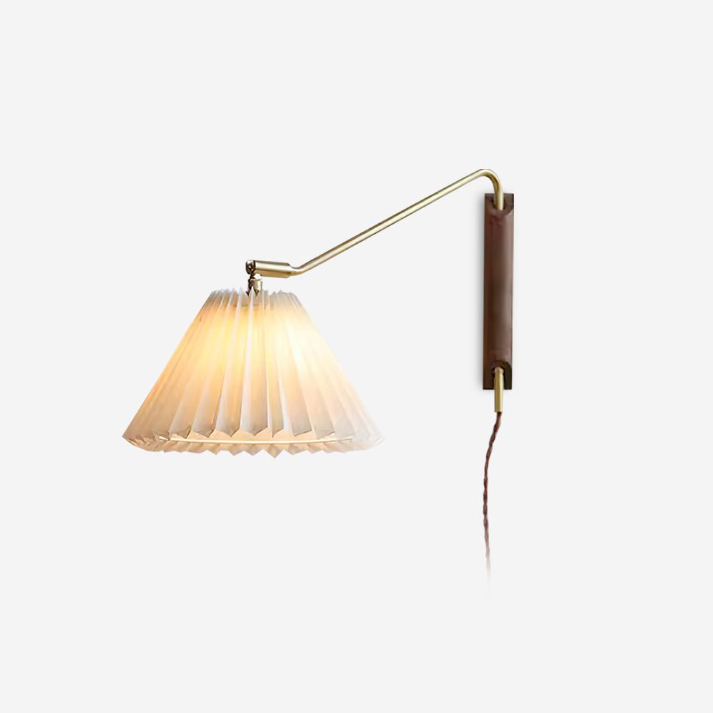 Vue de côté de l'applique murale montrant sa base en bois