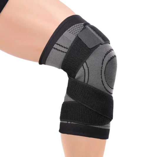 Genouillère de compression montrée en utilisation sportive