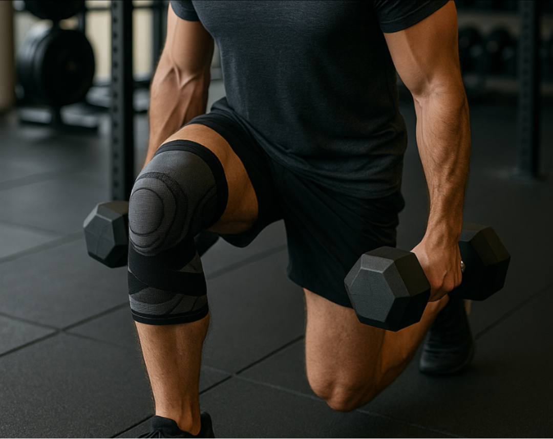 Gros plan sur la texture de la genouillère de sport