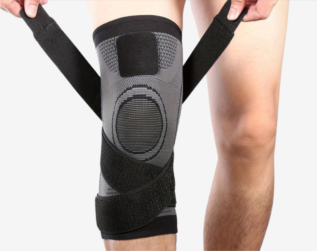 Vue latérale d'une genouillère pour soutien sportif