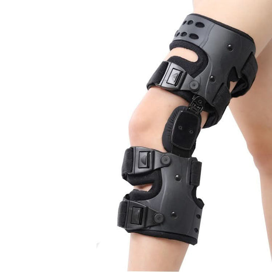 Vue de profil de la genouillère sur une jambe fléchie