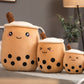 Vue latérale du coussin Bubble Tea, perles visibles