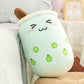 Coussin Bubble Tea avec texture douce et visage rieur