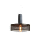 Lampe pendante industrielle avec abat-jour en verre noir