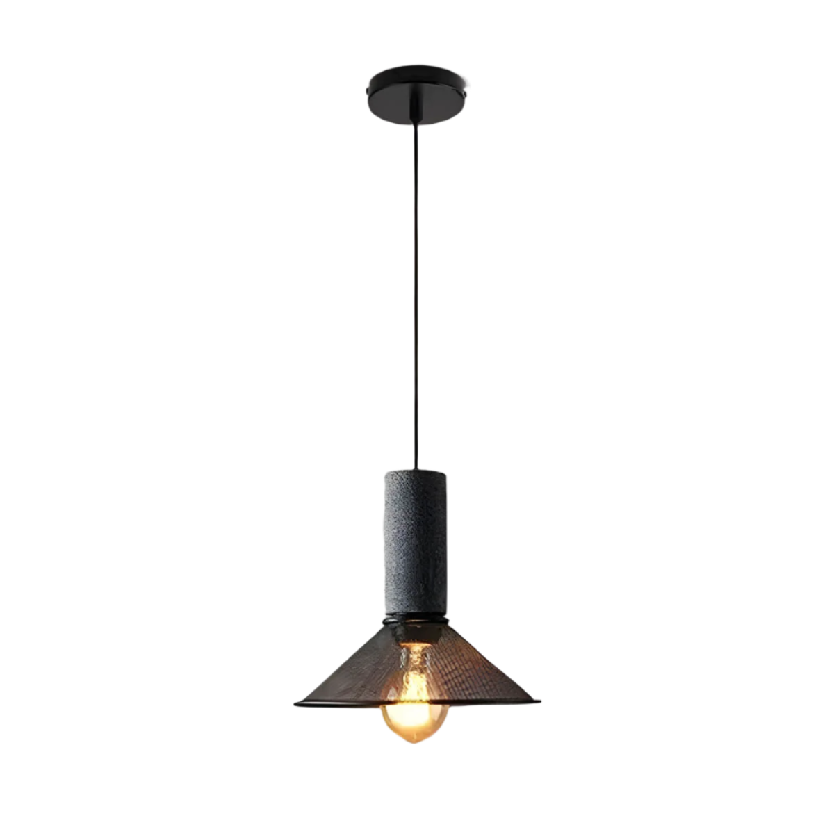 Détail du support en fer de la lampe