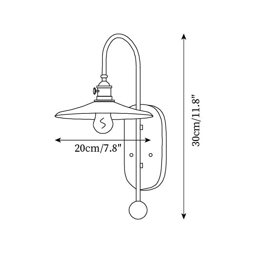 Vue latérale de l'applique avec verre ambre