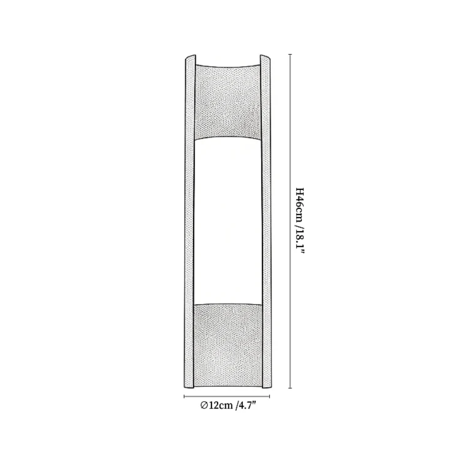 Vue de côté de l'applique murale avec lumière diffuse