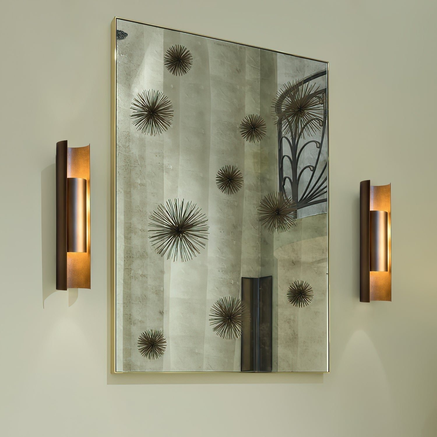 Détail du fini bronze brossé sur l'applique murale