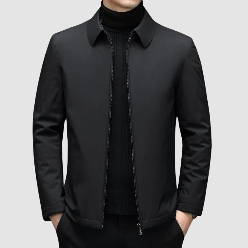 Manteau noir pour homme, design épuré et moderne