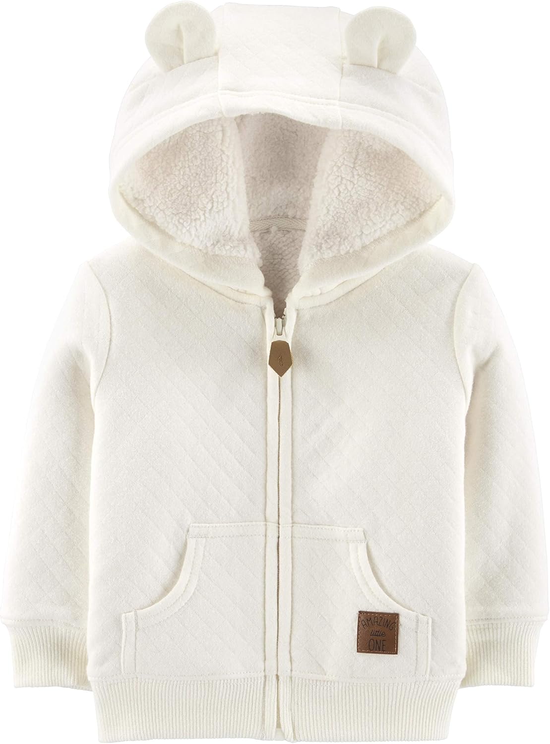 Vue de côté du pull à capuche bébé, couleur grise