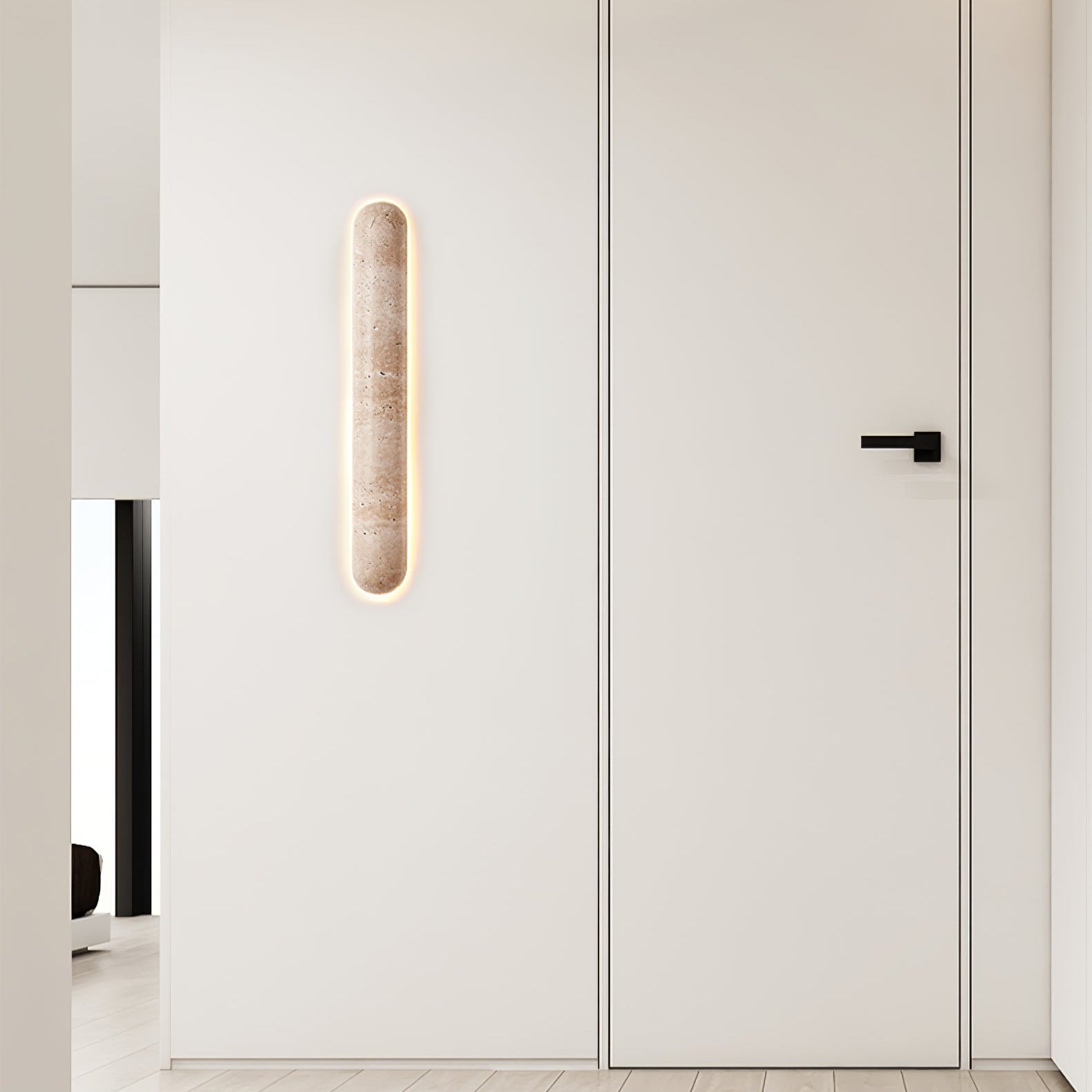 Éclairage d'ambiance diffusé par l'applique en pierre