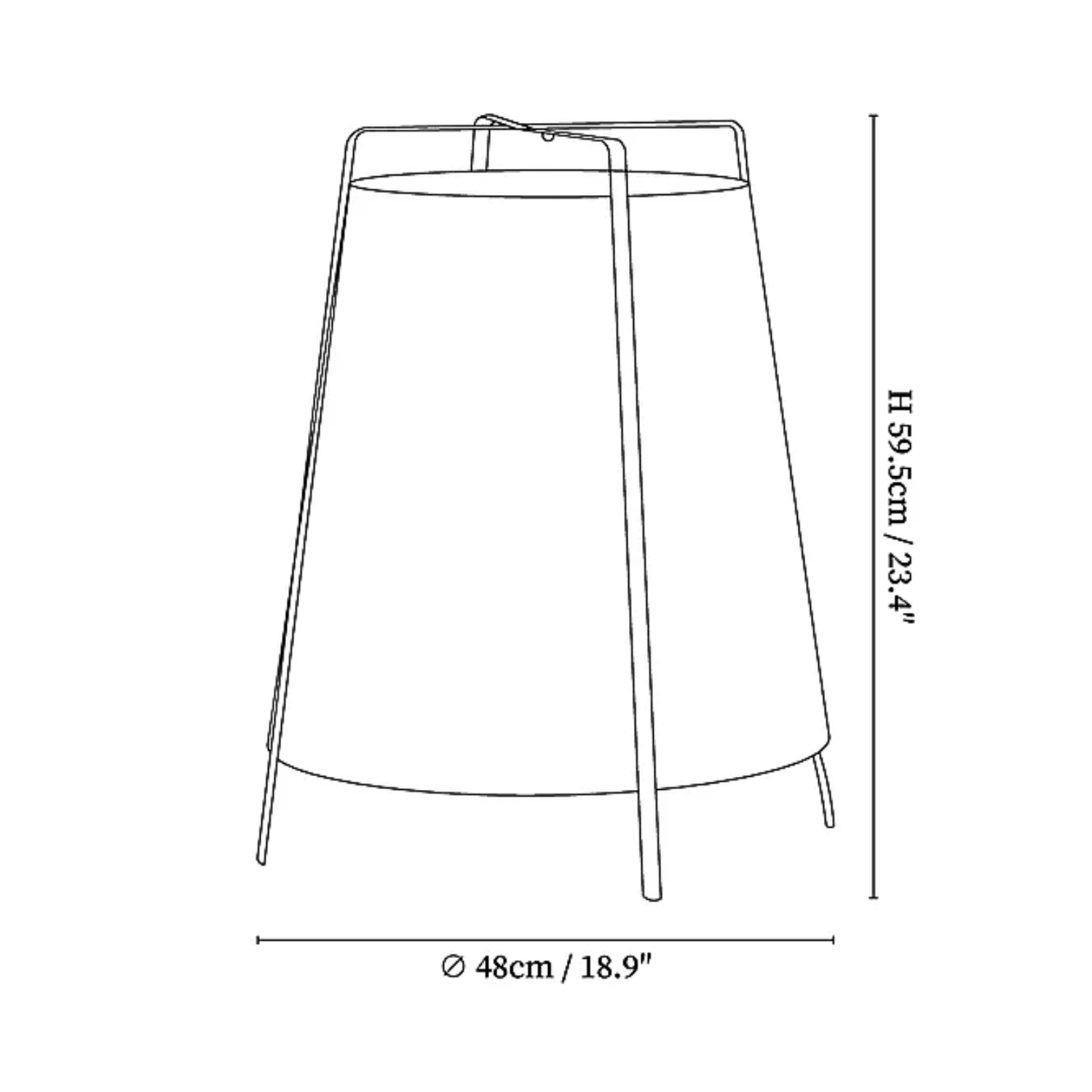 Vue rapprochée du cadre en métal noir de la lampe de sol