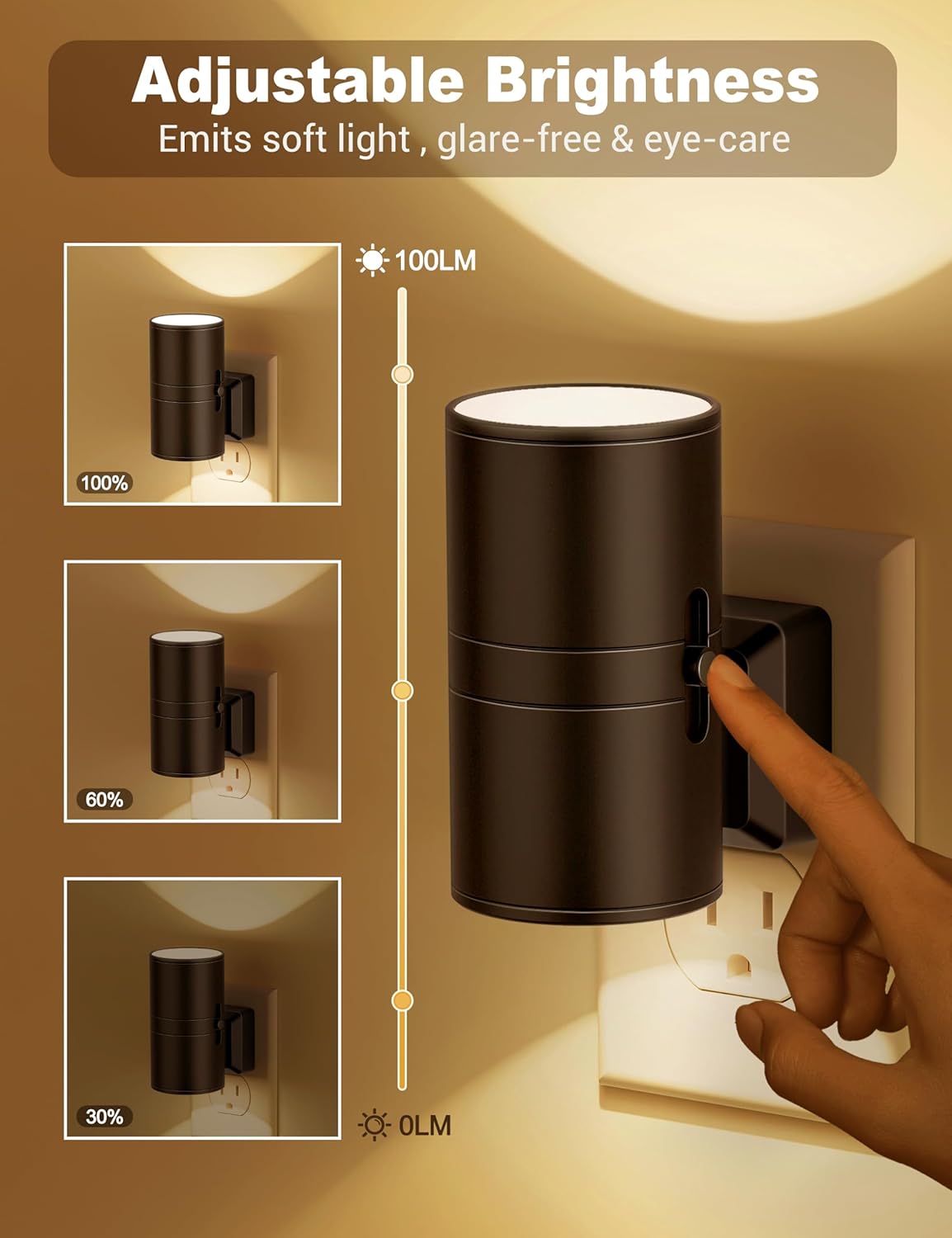 Lampe LED dimmable allumée, vue de face