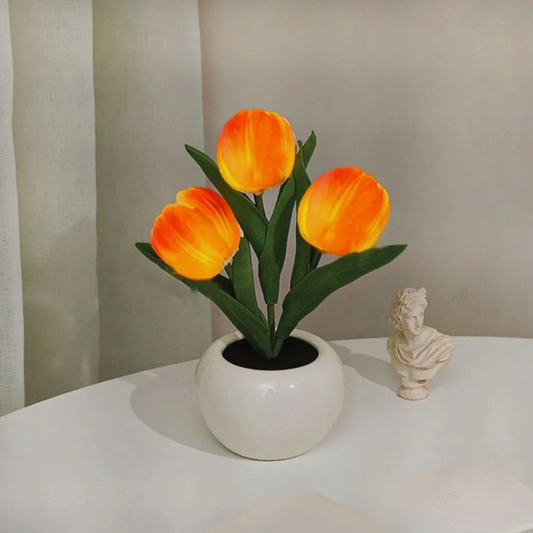 Vue d'ensemble de la lampe LED florale dans un salon moderne