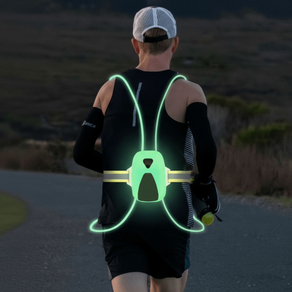 Gilet LED étendu, montrant les sangles ajustables