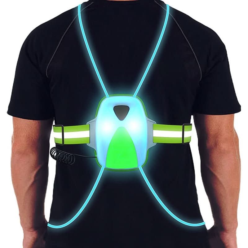 Gilet LED en action, porté par un coureur