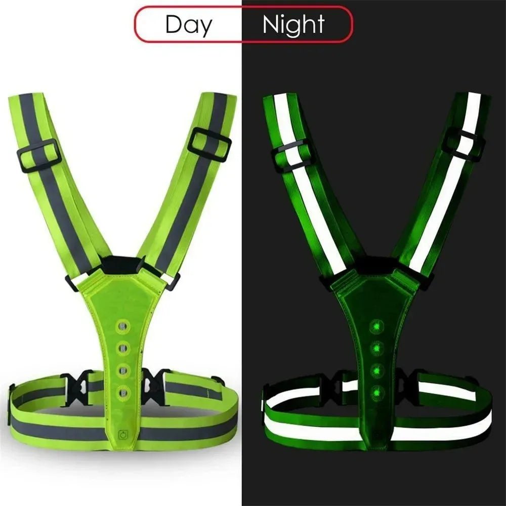 Gilet LED porté par une personne en mouvement nocturne