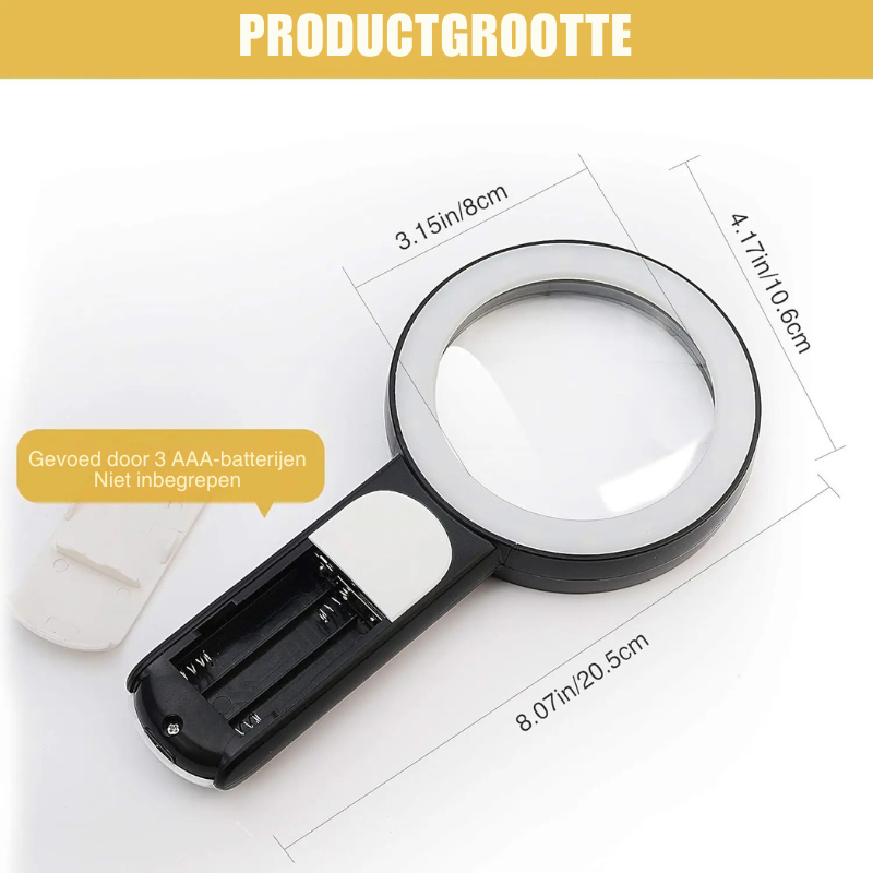 Vue rapprochée des LEDs intégrées de la loupe