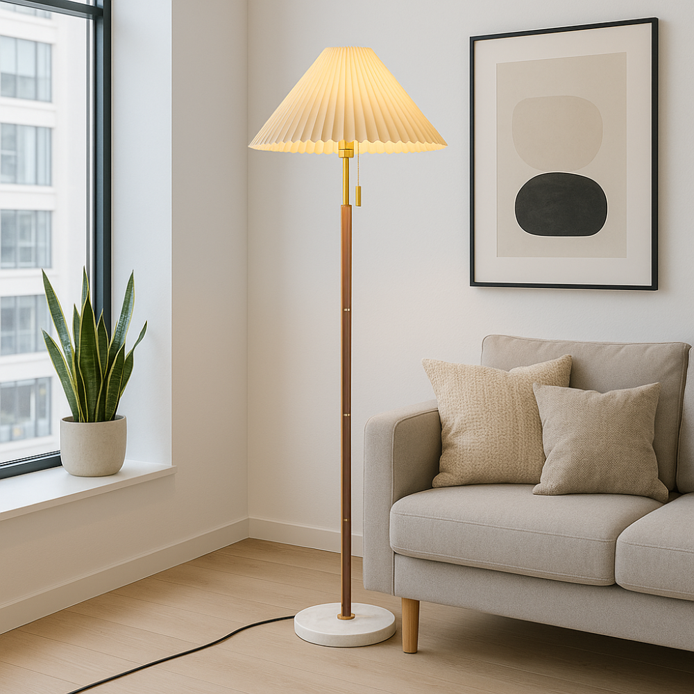 Lampe moderne éclairant un espace intérieur