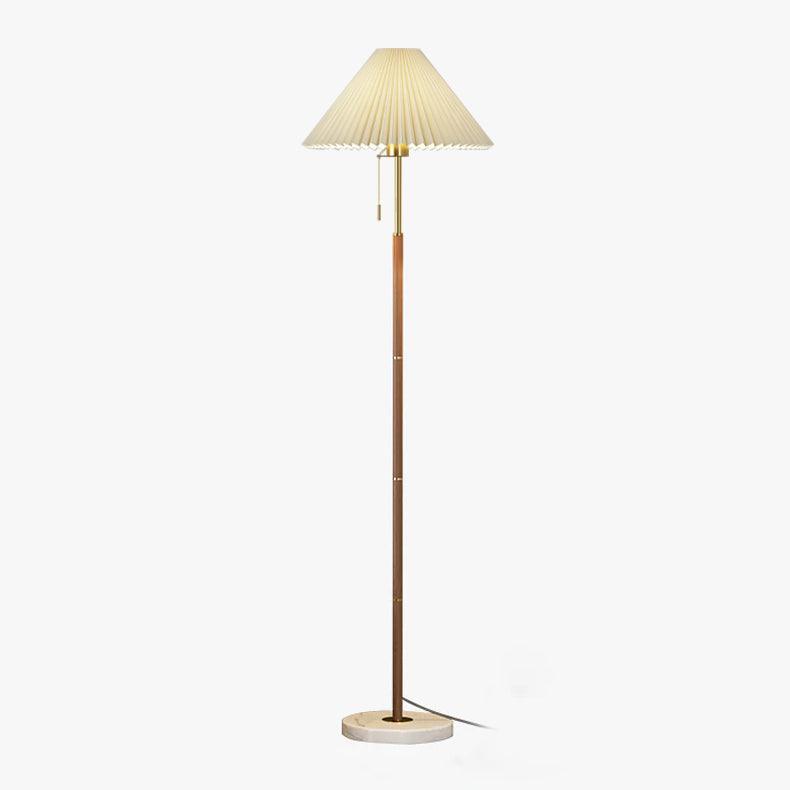 Lampe de sol avec abat-jour plissé blanc et base en marbre