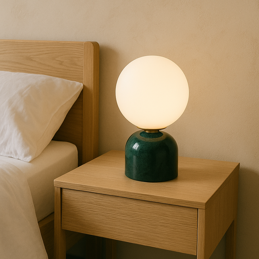 Vue latérale de la lampe montrant sa hauteur