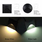 Applique LED allumée, éclairant un escalier extérieur