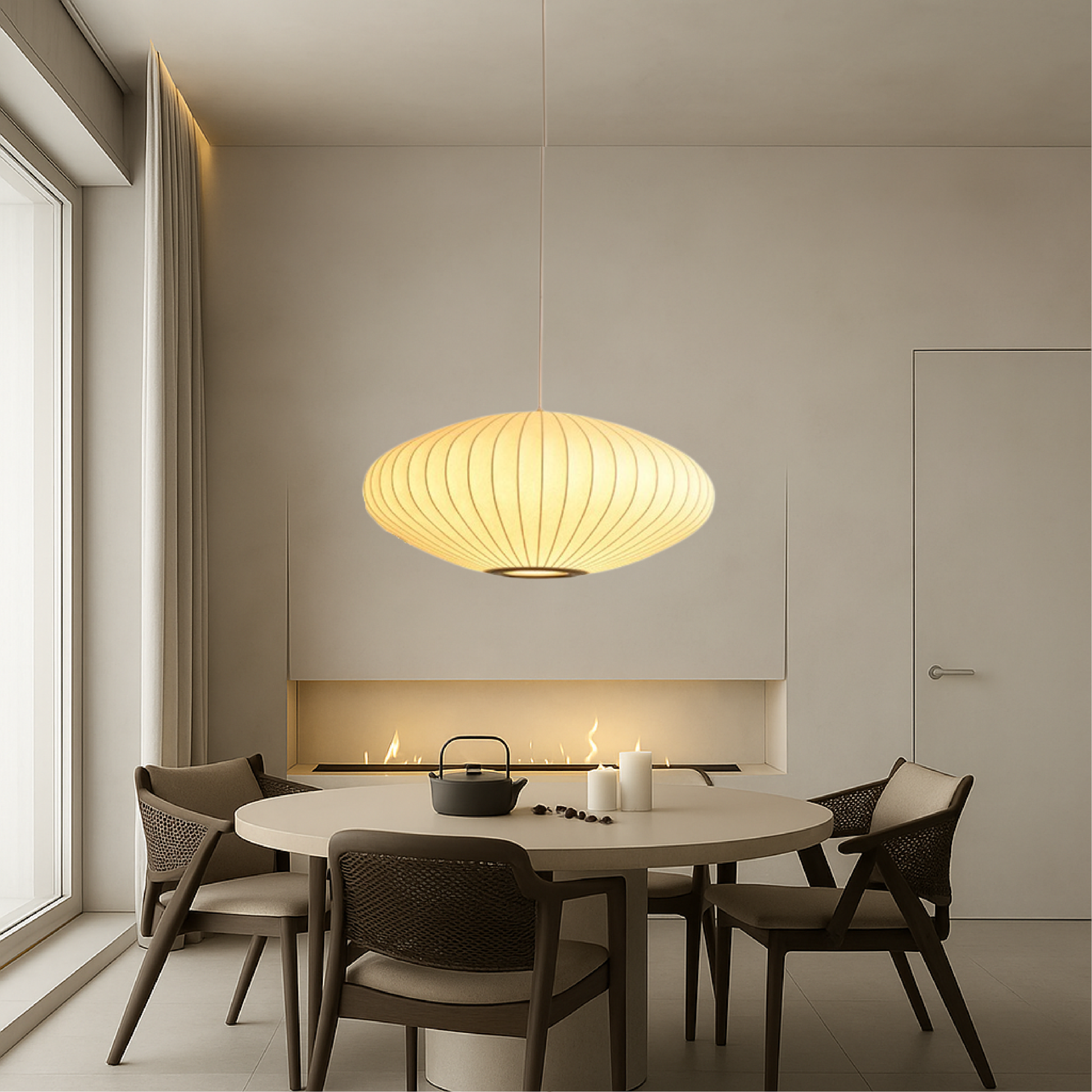 Lumière LED douce illuminant une salle à manger
