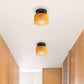 Lampe de plafond rétro avec abat-jour en verre chaud