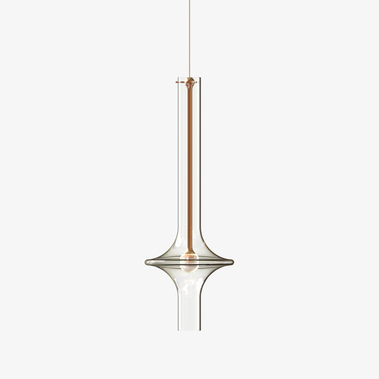 Lampe suspendue LED moderne avec verre et fer, vue de côté
