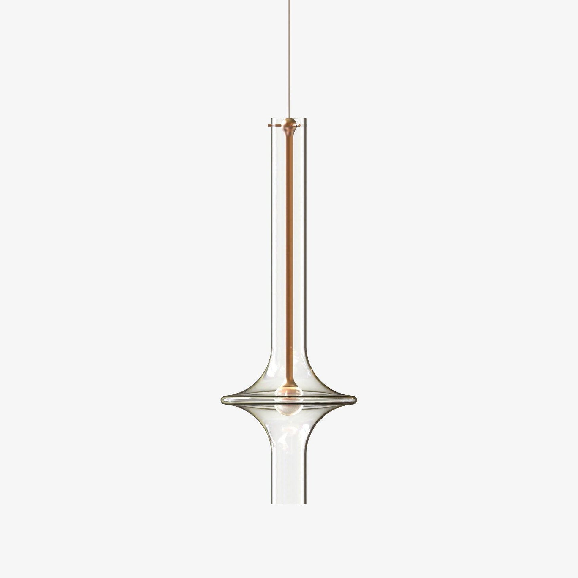Lampe suspendue LED moderne avec verre et fer, vue de côté