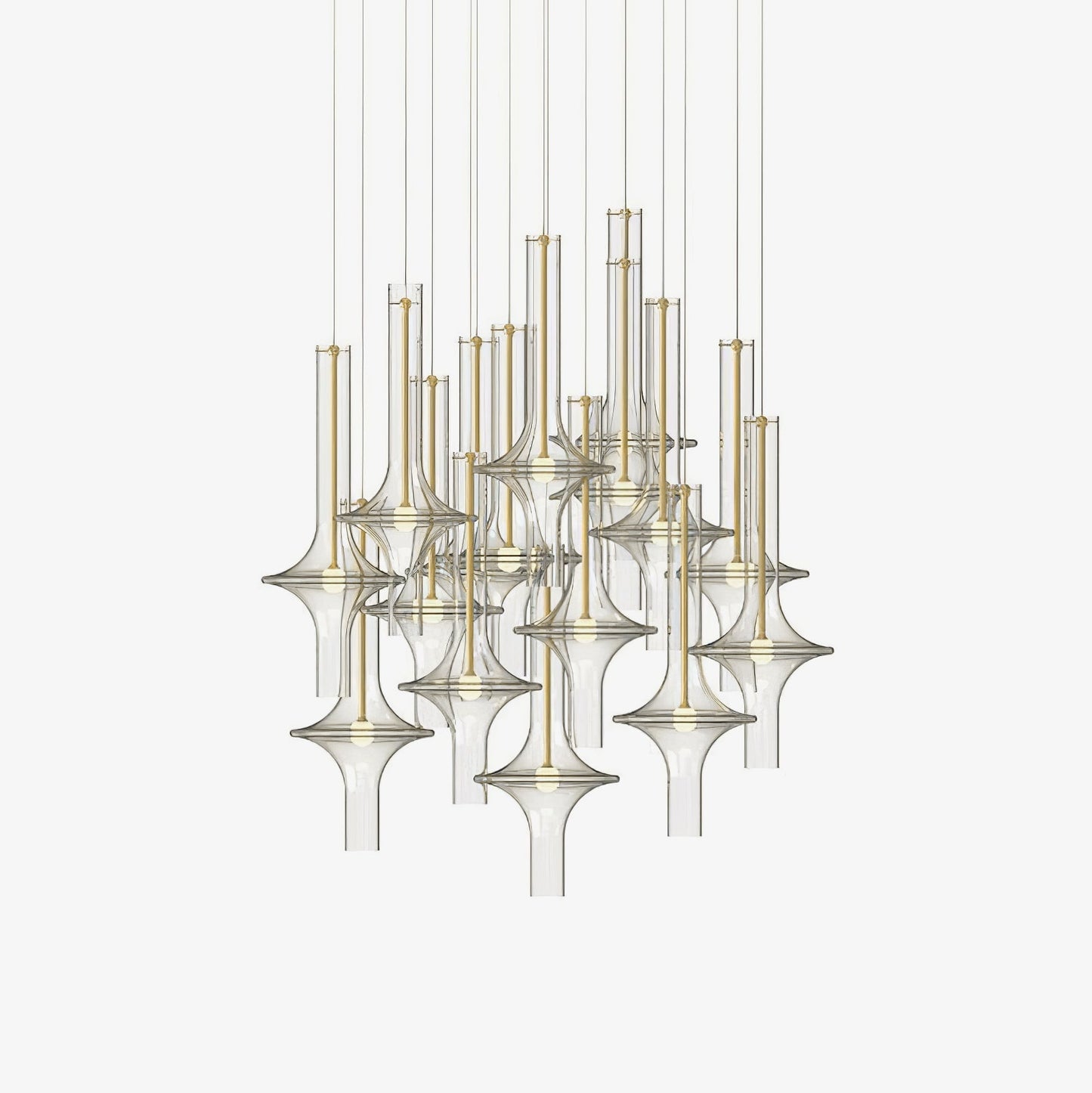 Détail du design cylindrique de la lampe en verre et fer