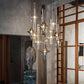 Éclairage LED réglable, lampe suspendue en verre et fer