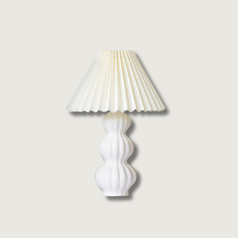 Lampe de table avec abat-jour plissé et base en céramique