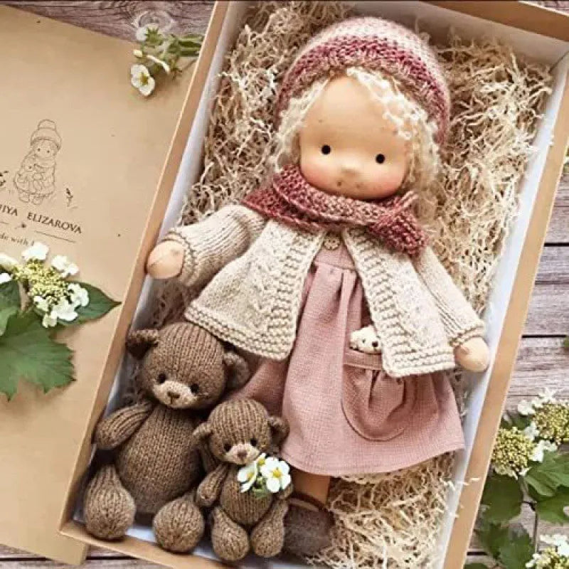 Poupée en Peluche Artisanale luna waldorf handmade plush vue d'ensemble vue 17