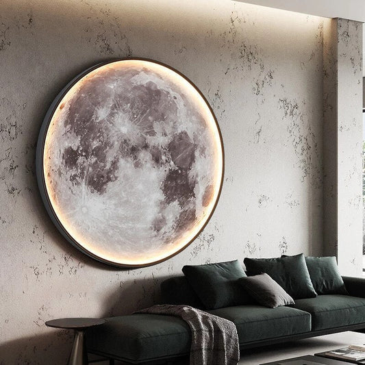 Lampe lune allumée créant une ambiance apaisante dans la pièce