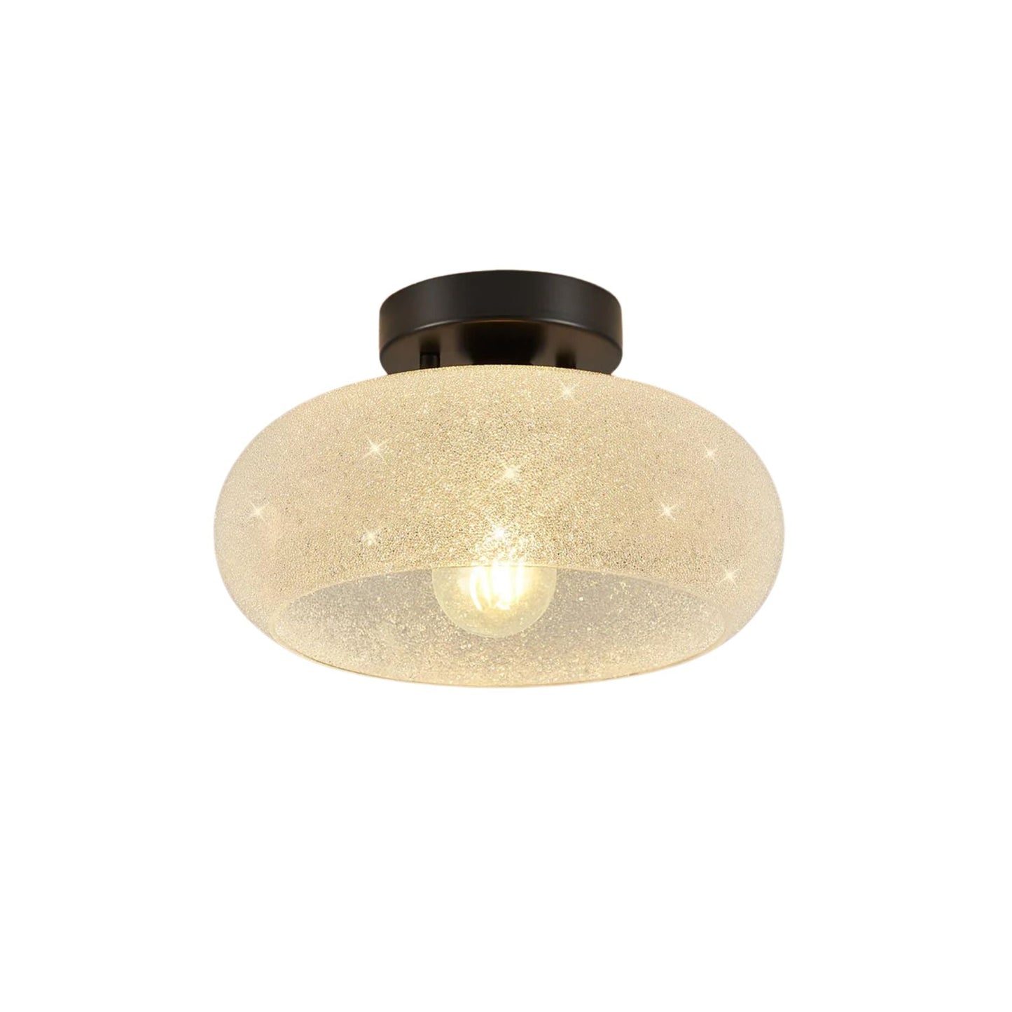 Vue de dessus d'une lampe de plafond en verre transparent
