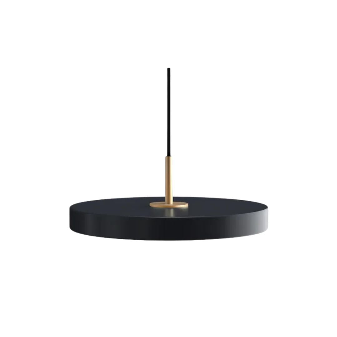 Lampe ronde noire et laiton vue de face